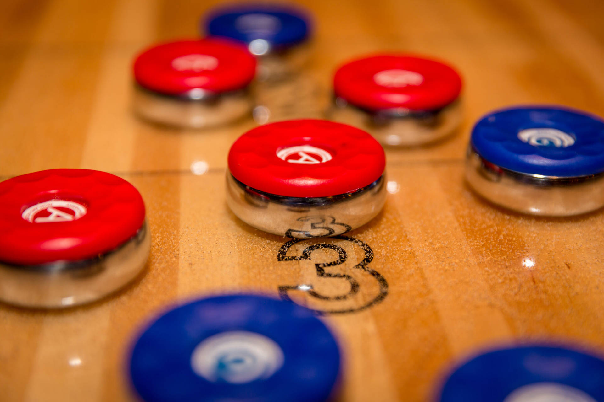 Macro Shot Red Puck Shuffleboard Background