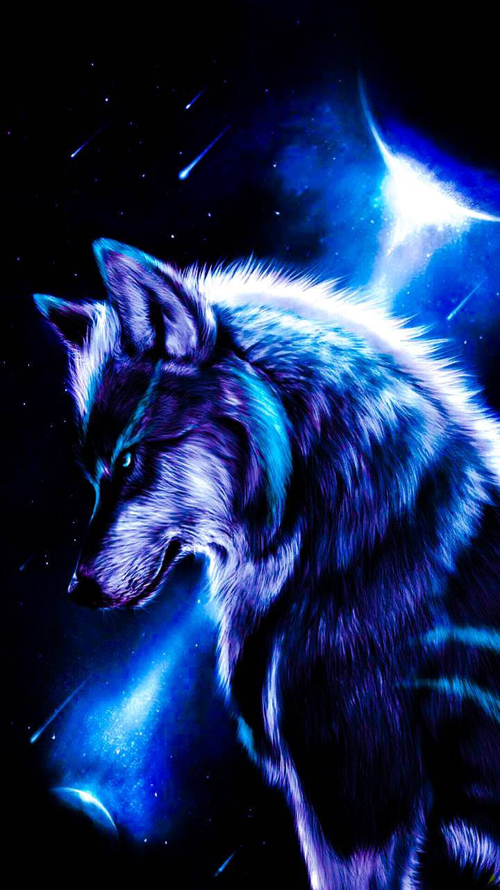 Mad-looking Blue Wolf Background
