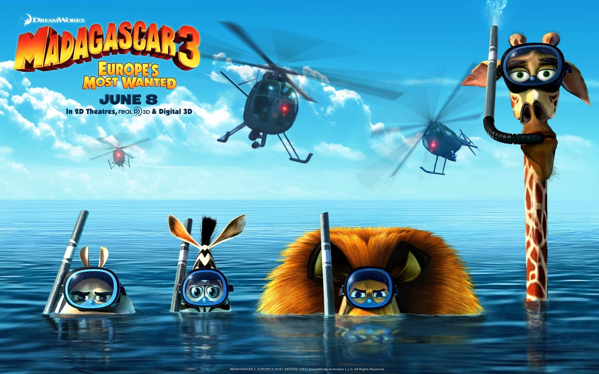 Madagascar Characters Diving Background
