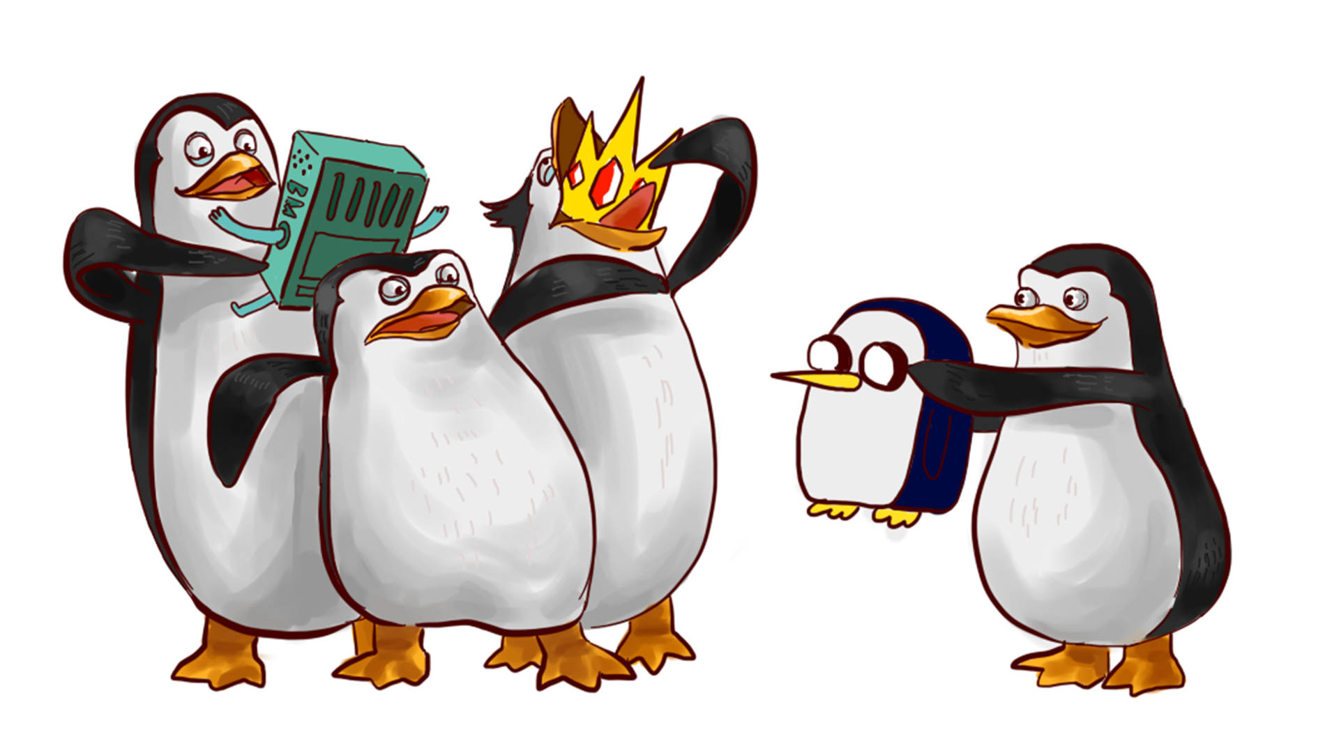 Madagascar Penguins And Adventure Time Gunter