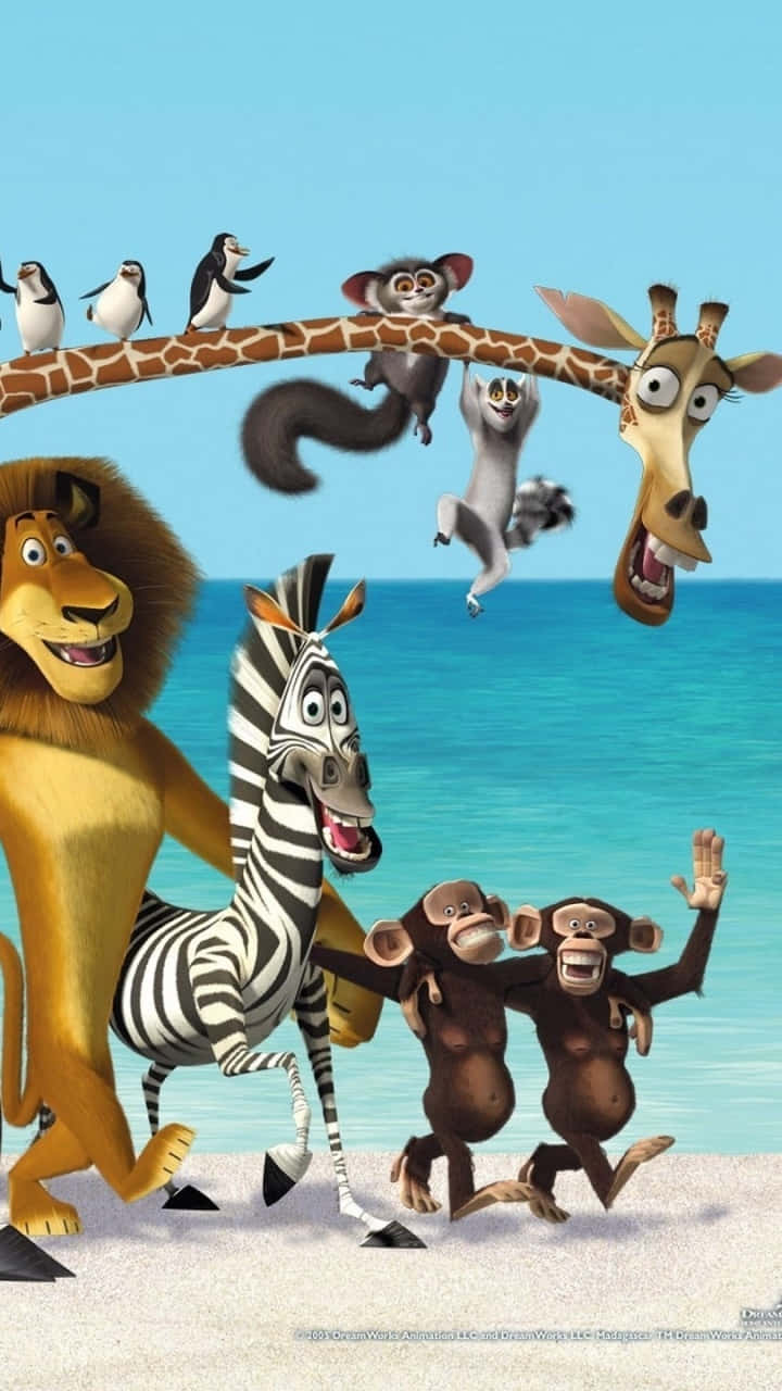 Madagascar3 Characters Beach Fun Background