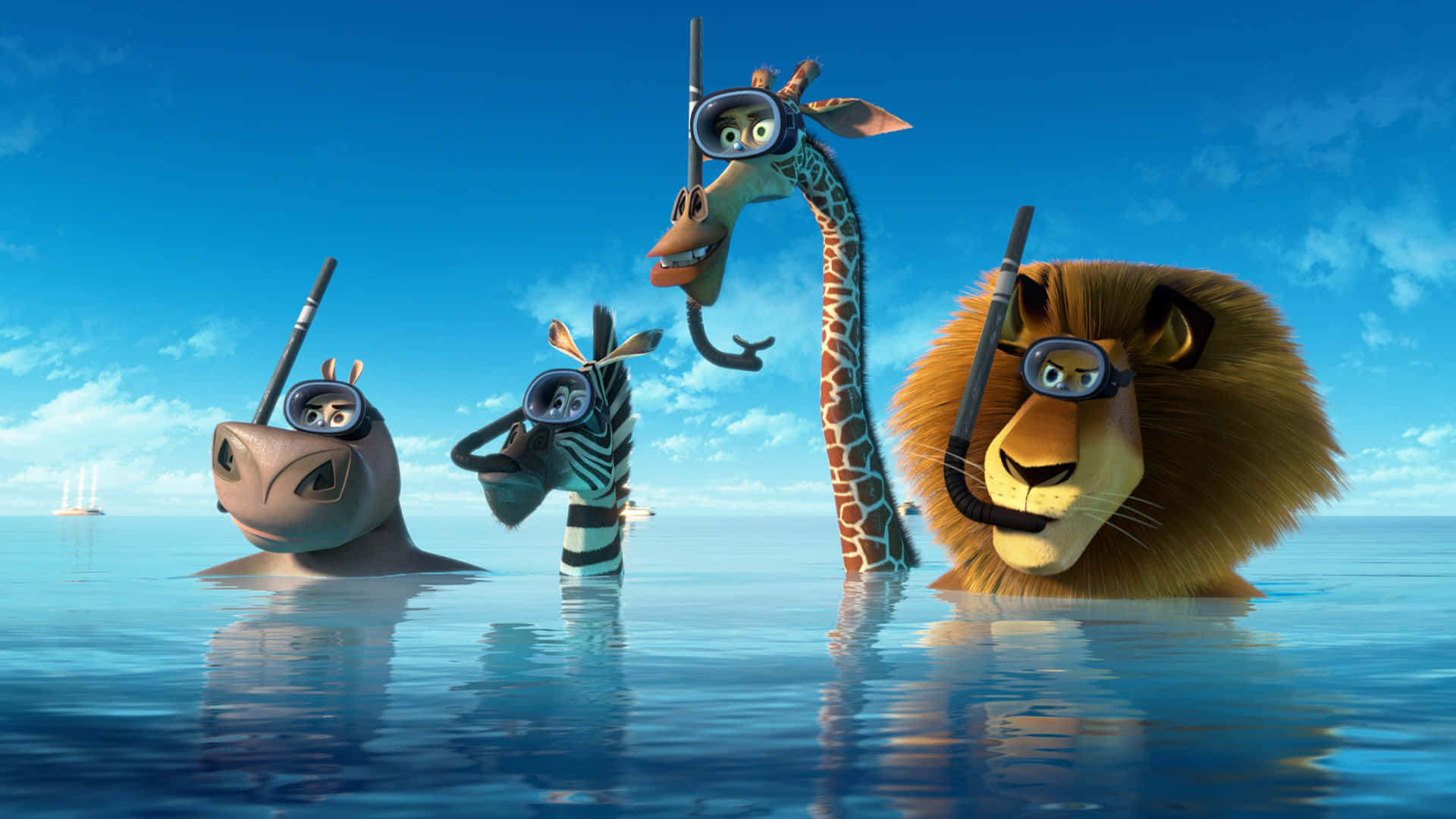 Madagascar3 Characters Ocean Adventure Background