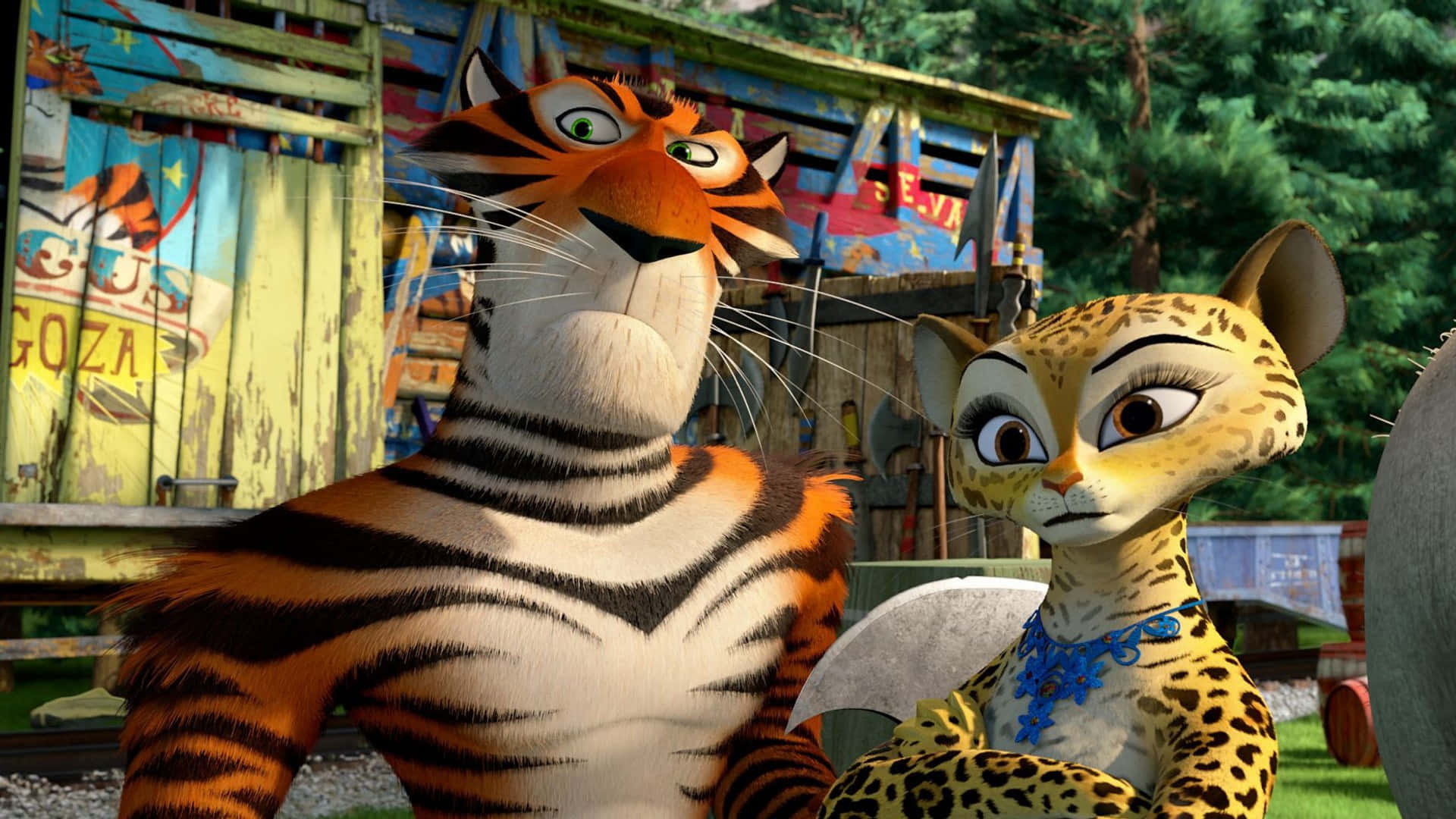 Madagascar3 Tigerand Cheetah Characters Background
