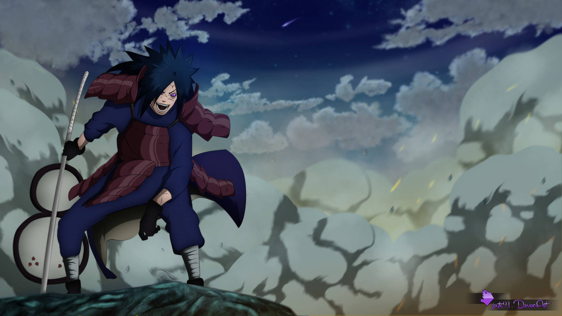 Madara Uchiha At Dusty Battlefield Background