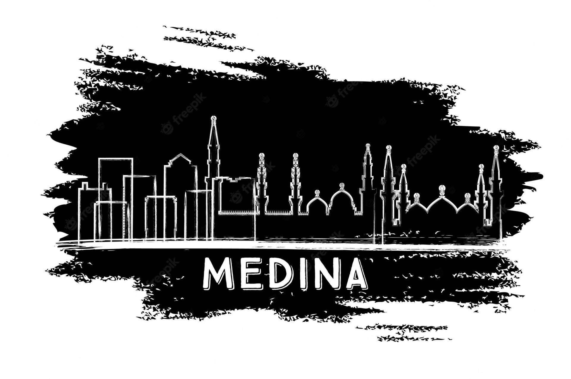 Madina City In Black Graphic Art Background