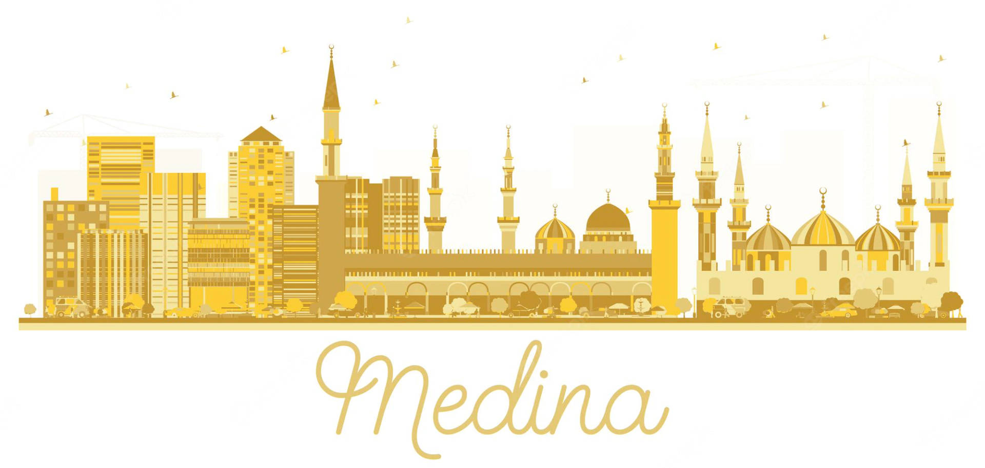 Madina City In Golden Graphic Art Background