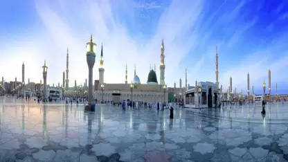 Madina Prophet's Mosque In Panorama Background