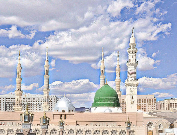 Madina's Prophet Mosque Towers Background