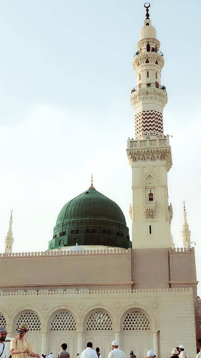 Madina Sharif With Pilgrims Background