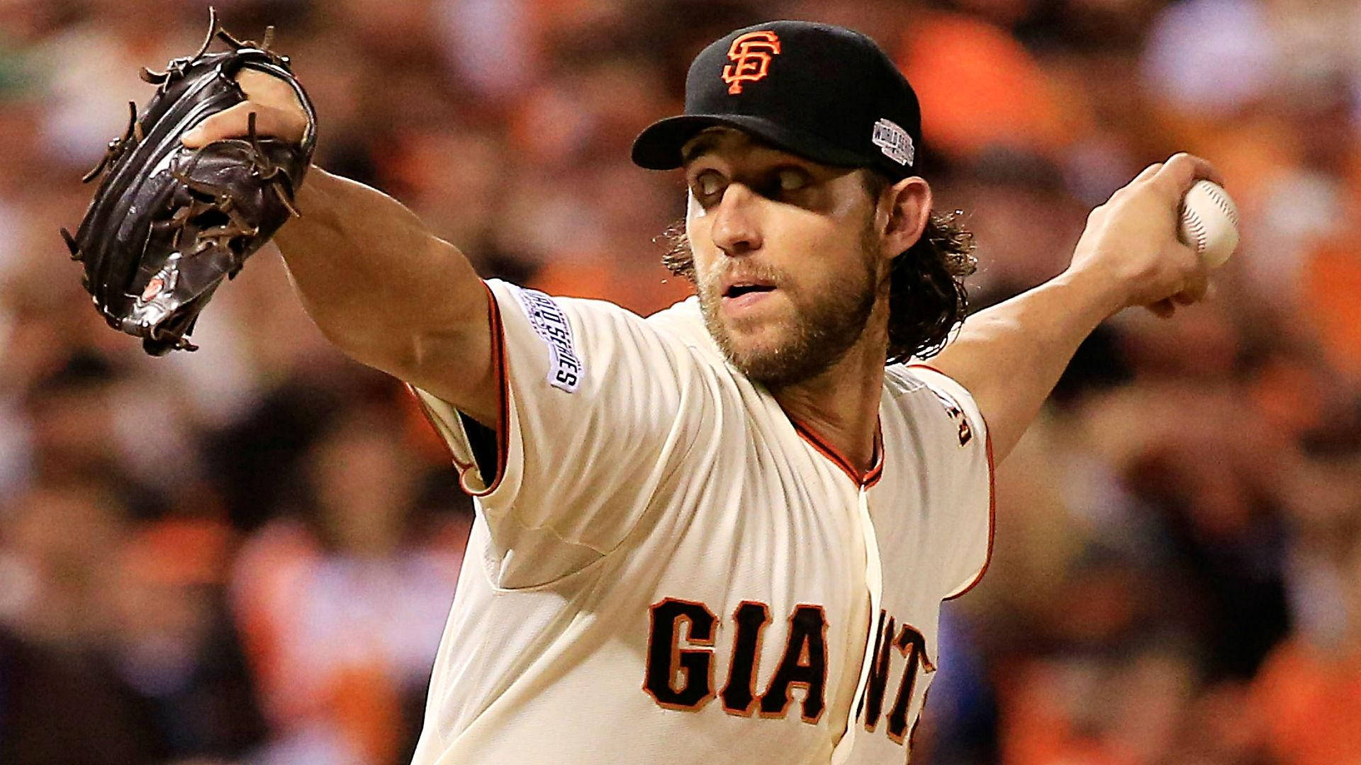 Madison Bumgarner Arms Outstretching Throwing Background