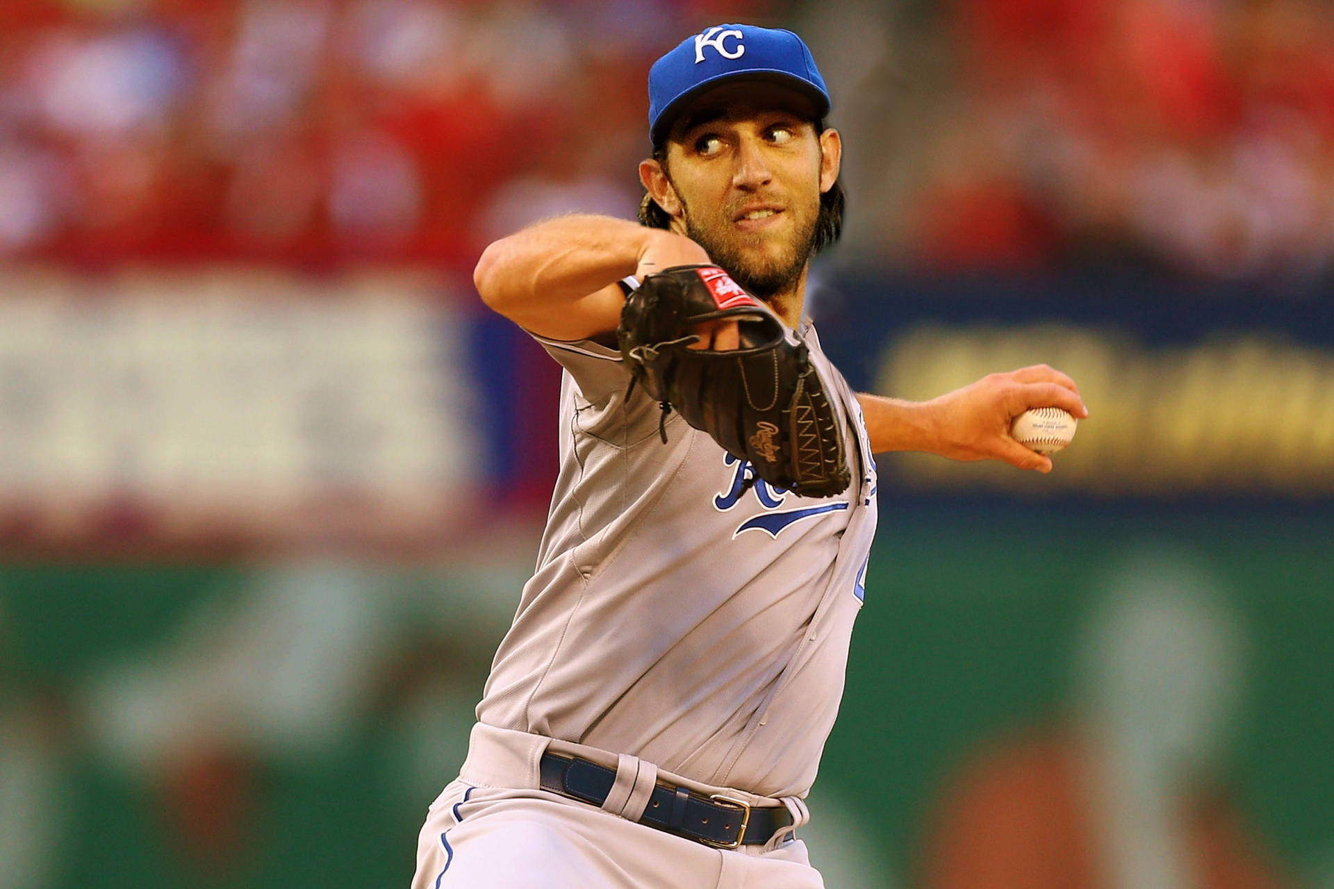 Madison Bumgarner Wearing Blue Cap Background