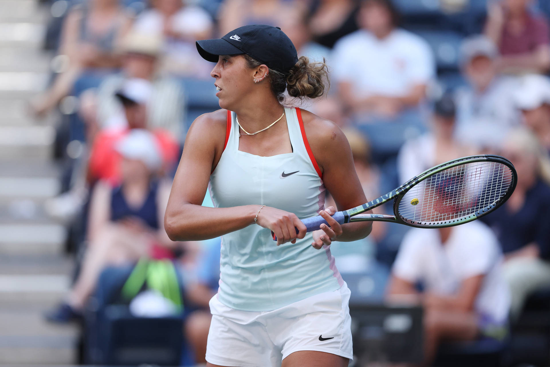 Madison Keys Displaying Athleticism In Tennis Attire