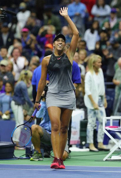 Madison Keys In Action On The Tennis Court Background