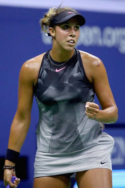 Madison Keys In Action On The Tennis Court Background