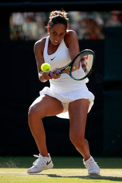 Madison Keys In Action On The Tennis Court Background