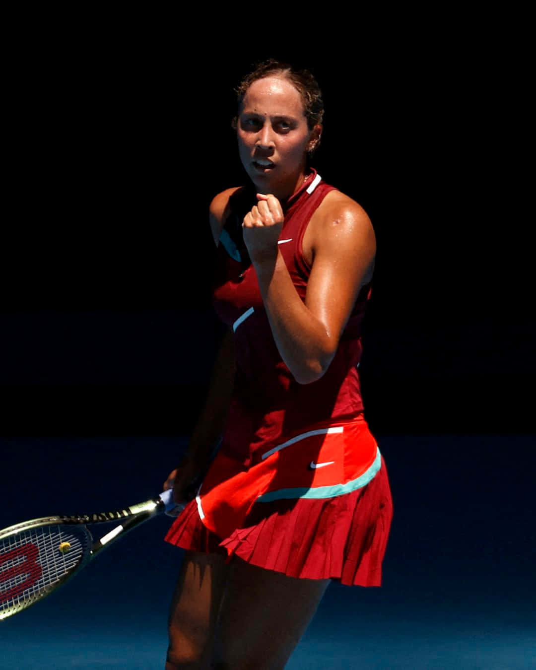 Madison Keys In Red Outfit