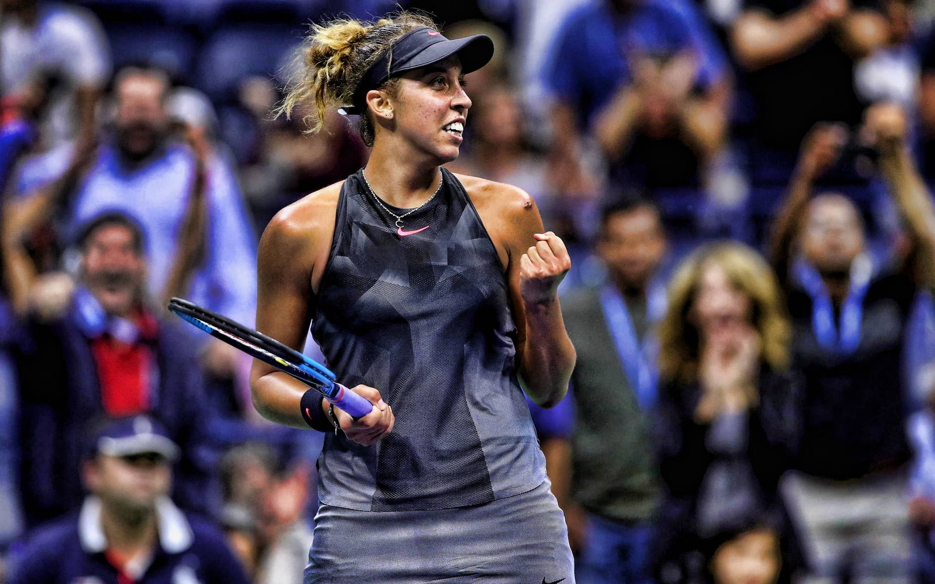 Madison Keys - Professional Tennis Player In Chic Black Outfit Background