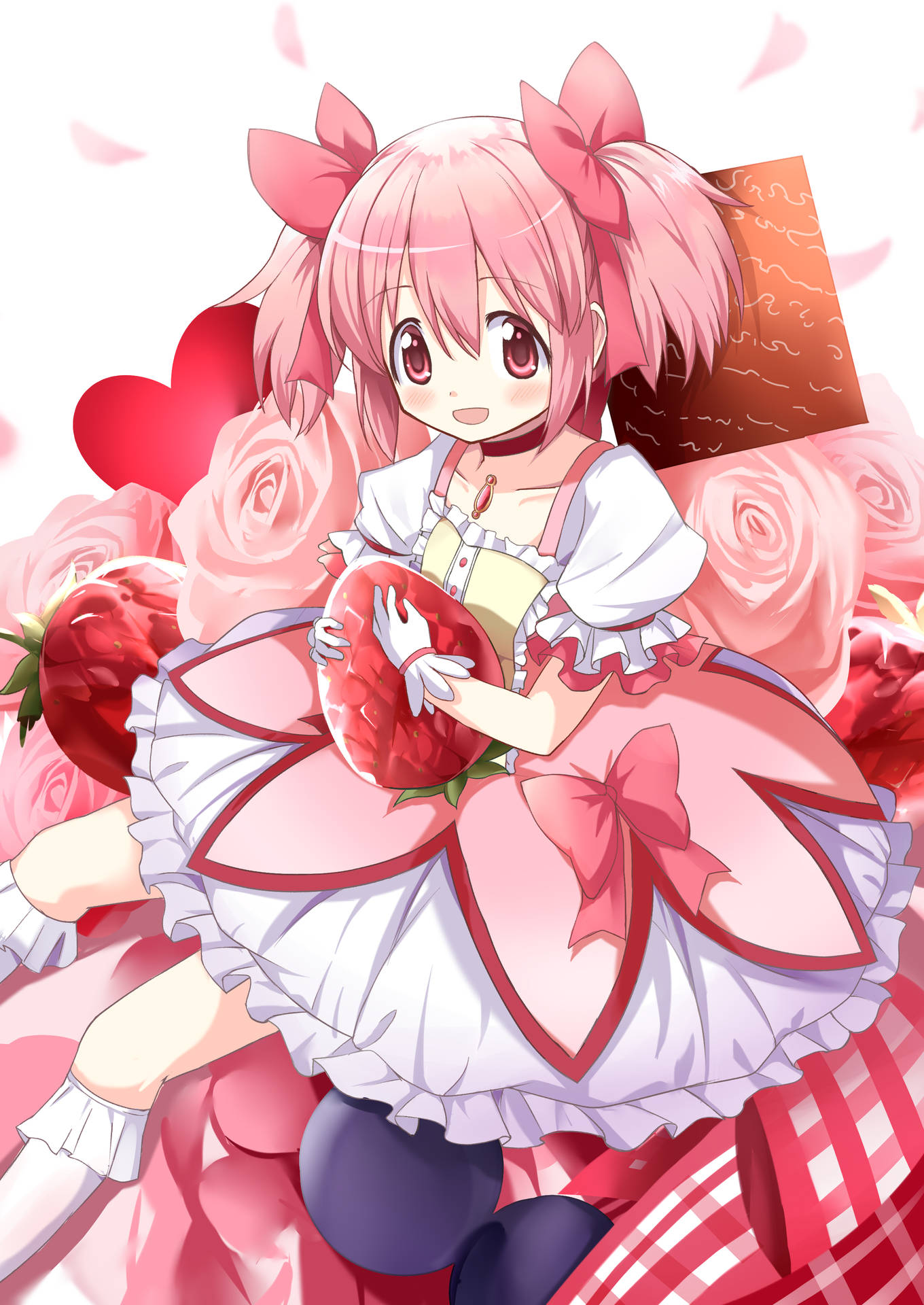Madoka Magica Kaname And Strawberry Background