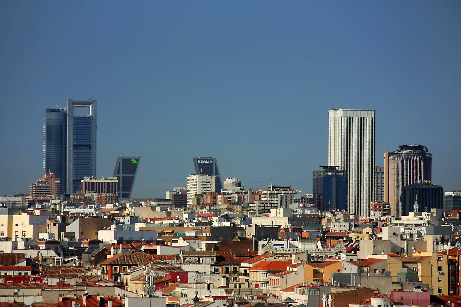 Madrid Spain Blue Skyline Background