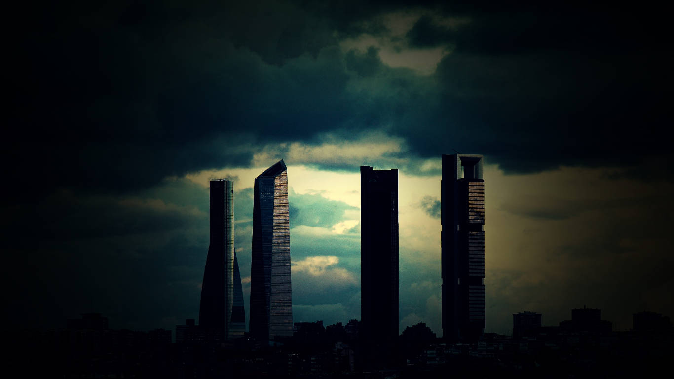 Madrid Spain Cuatro Torres Silhouette Background