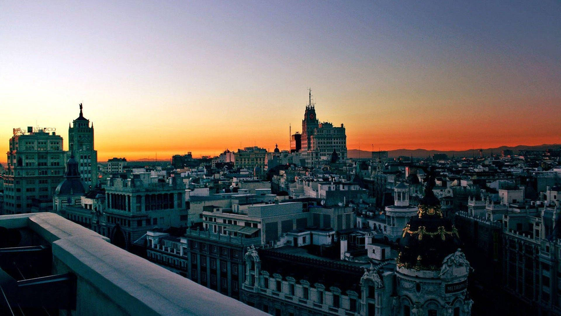 Madrid Spain Hdr Sunset