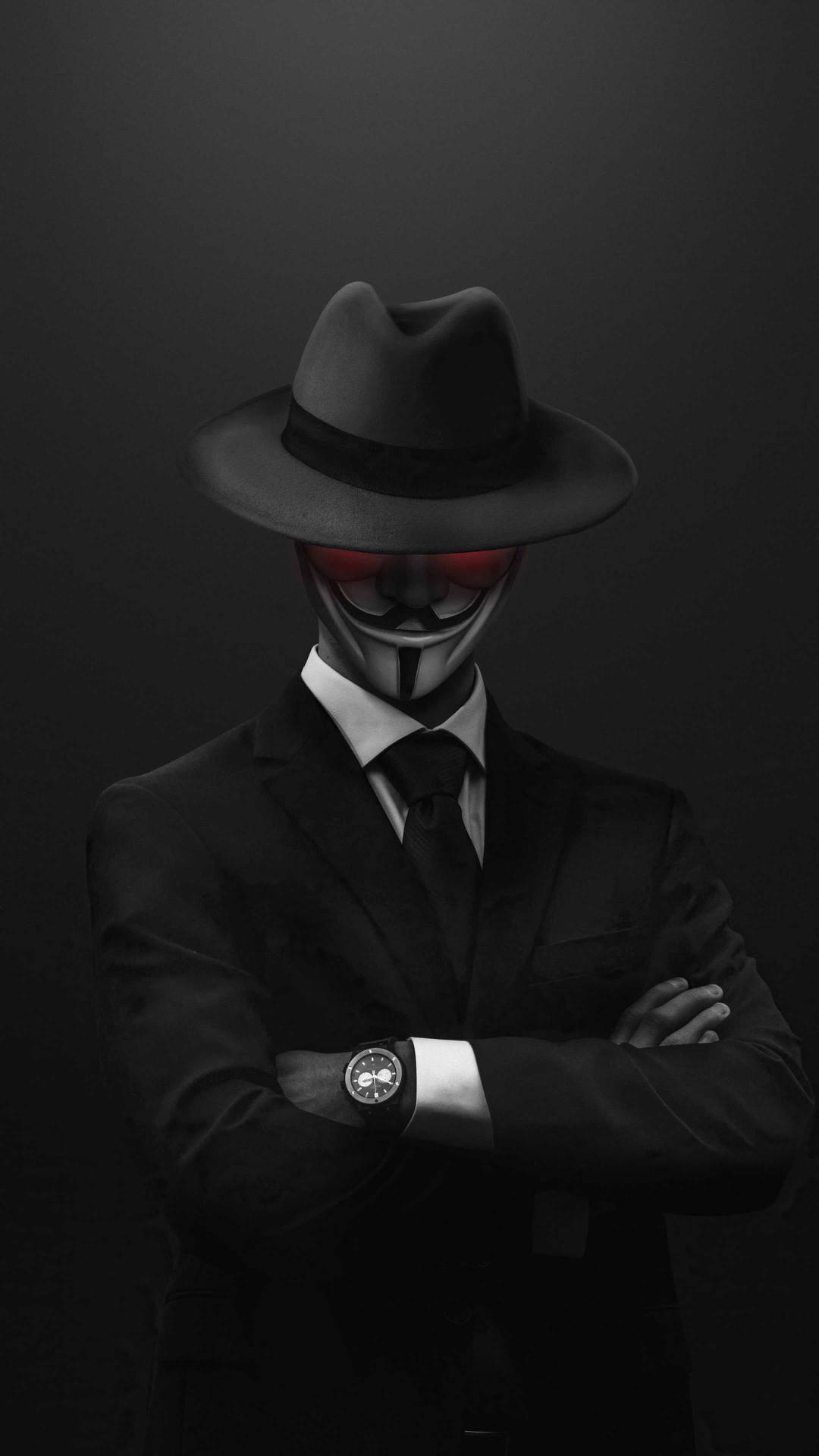 Mafia Wearing Anonymous Mask Background