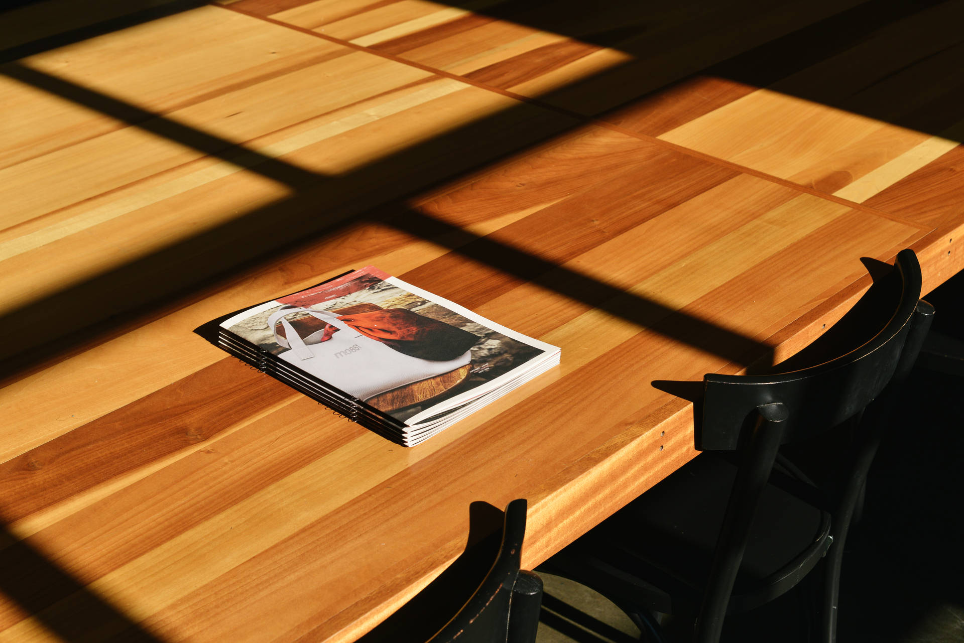 Magazine Placed On Wooden Table Background