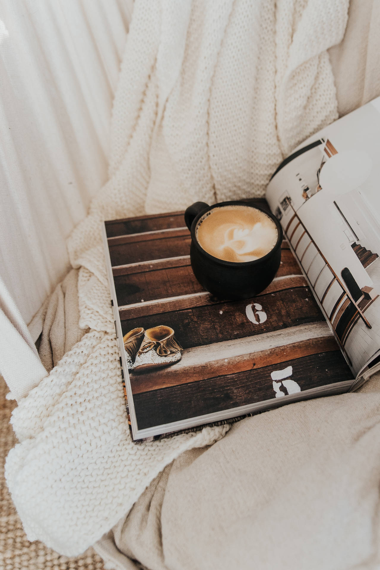 Magazine With Mug Of Coffee Background