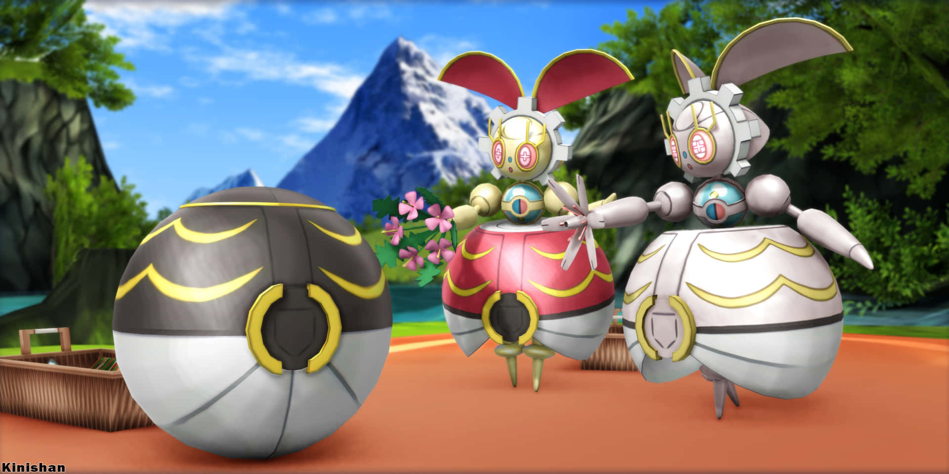 Magearna And A Pokeball Background