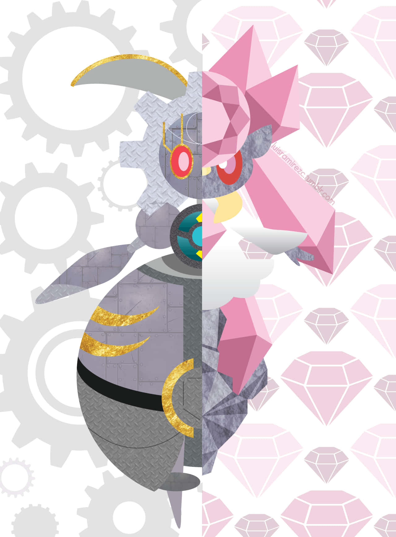Magearna And Diancie Split Photo Background
