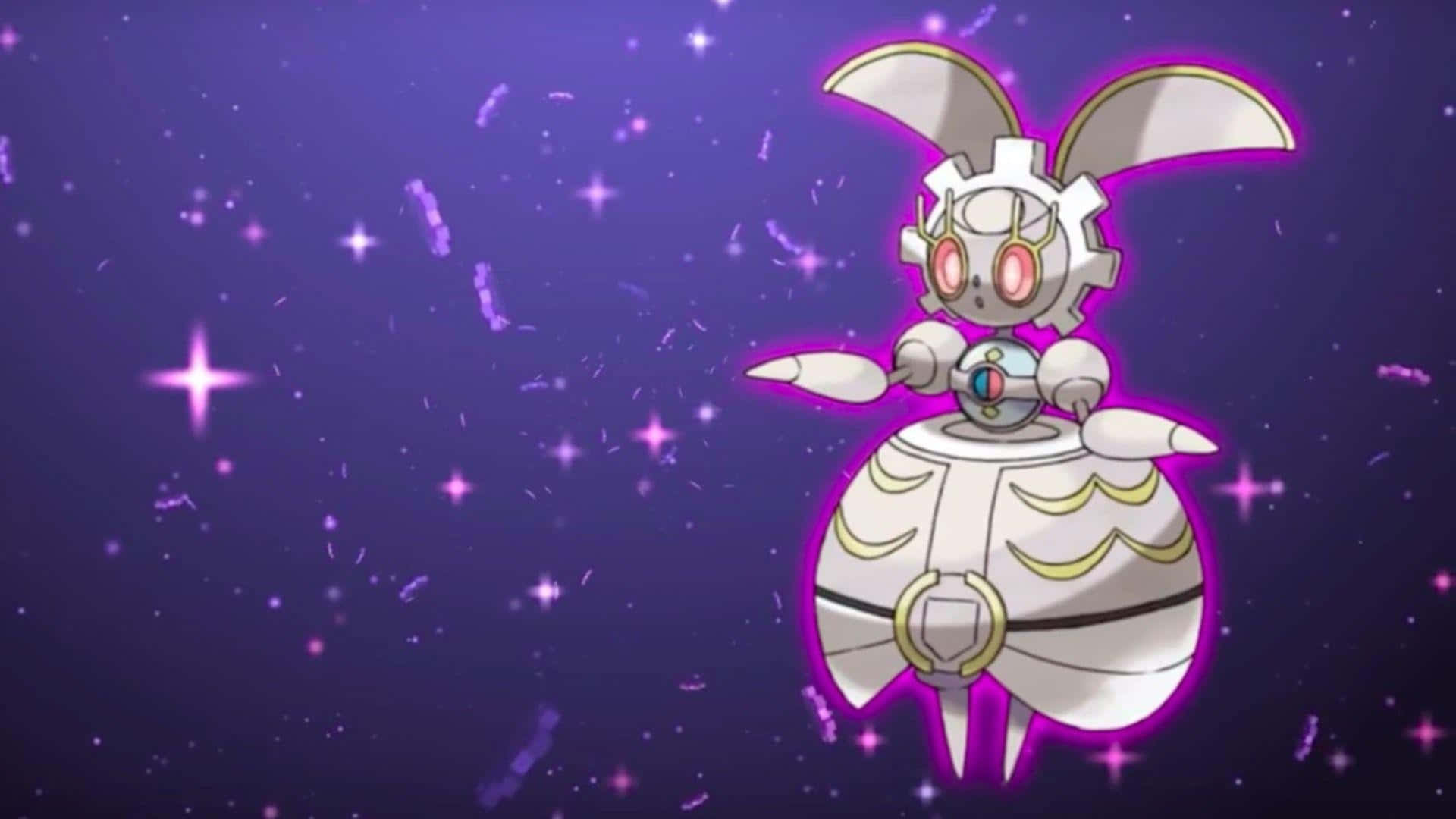 Magearna Outlined With Purple Light Background