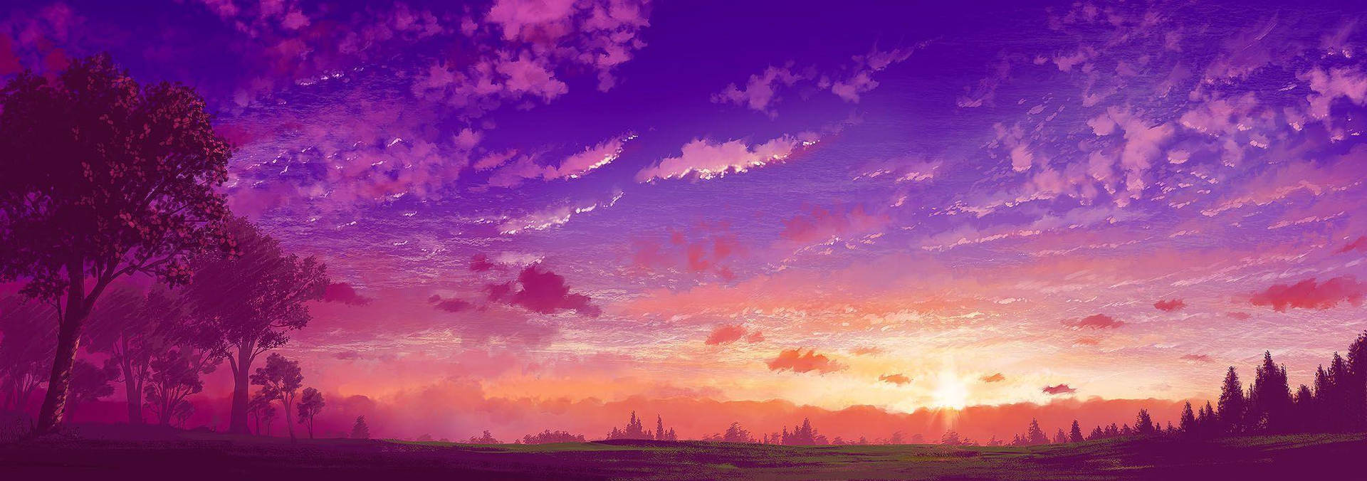 Magenta Sunset Sky Art Background