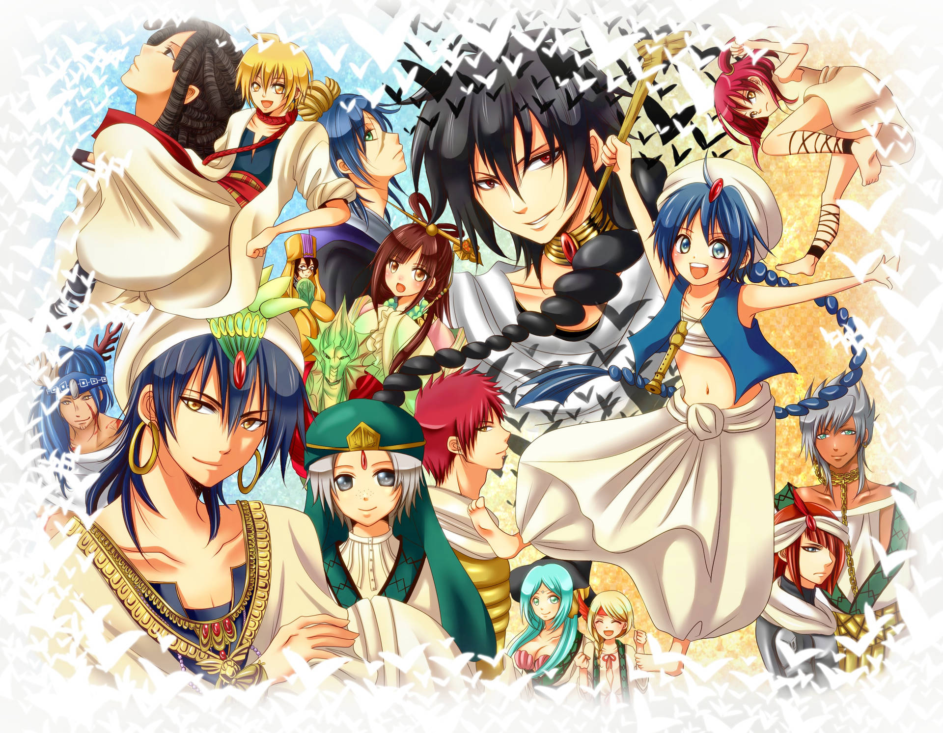 Magi The Labyrinth Of Magic Collage Background