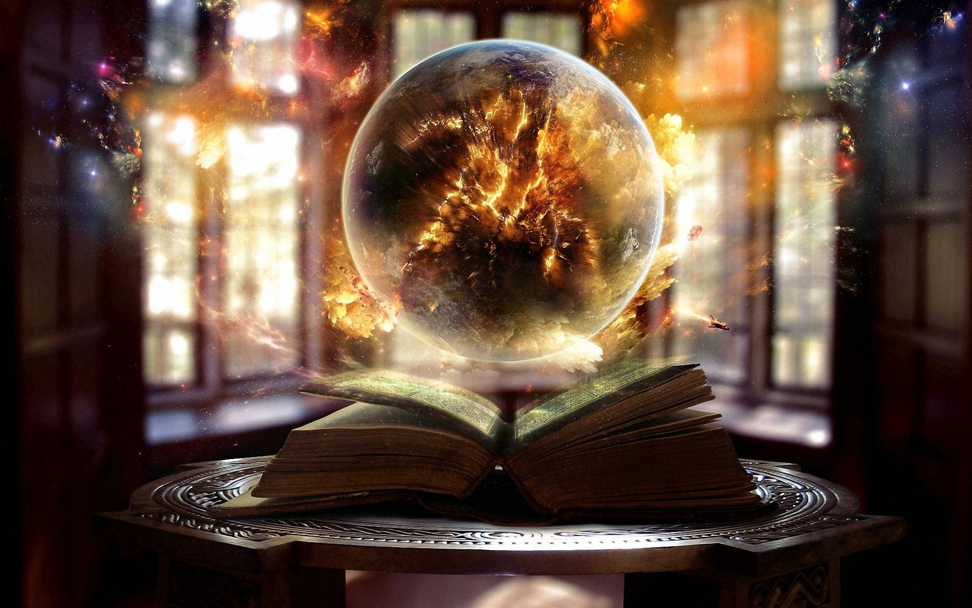 Magic Book Earth's Destruction Background