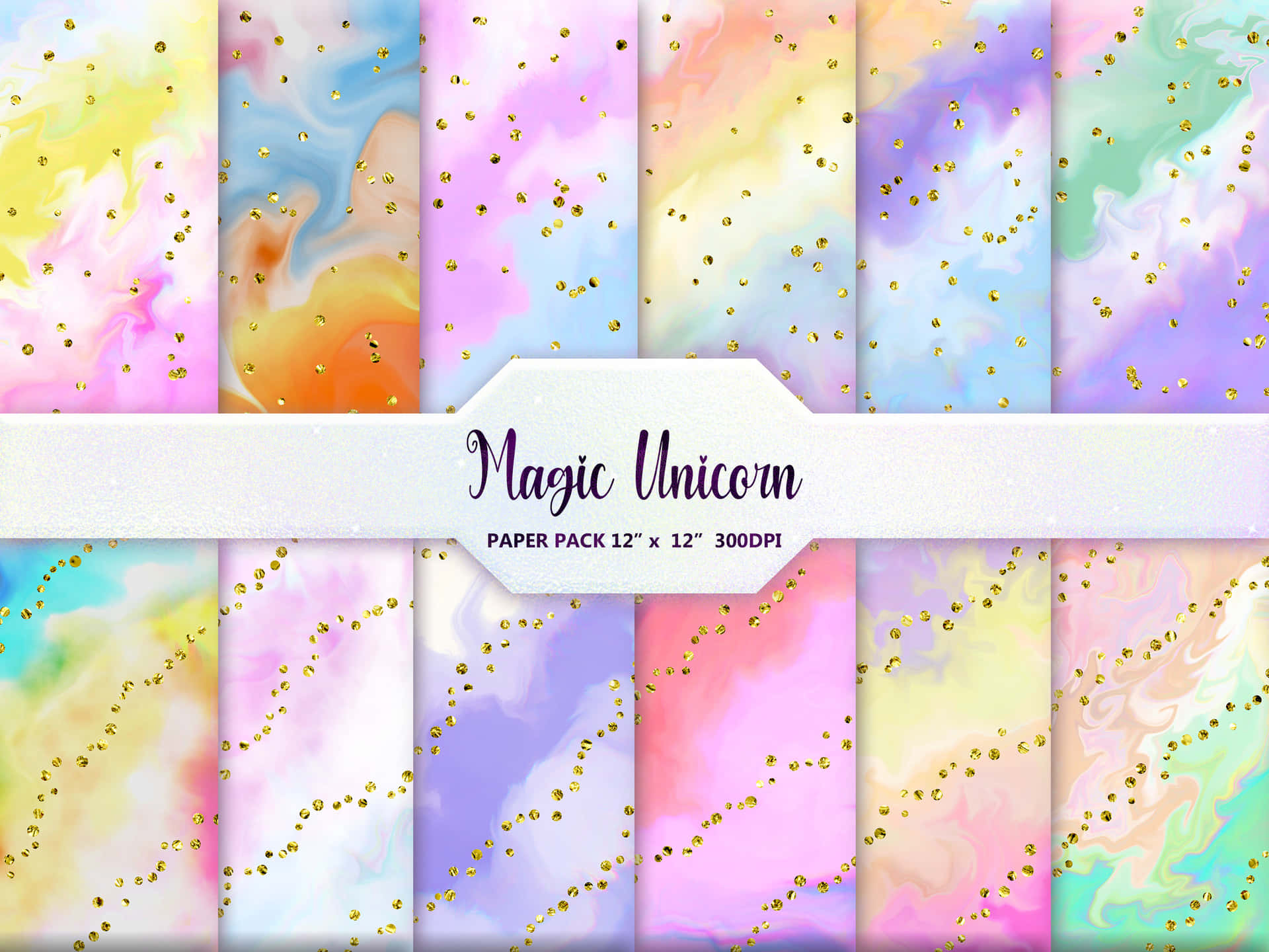 Magic Unicorn Background Digital Paper Background