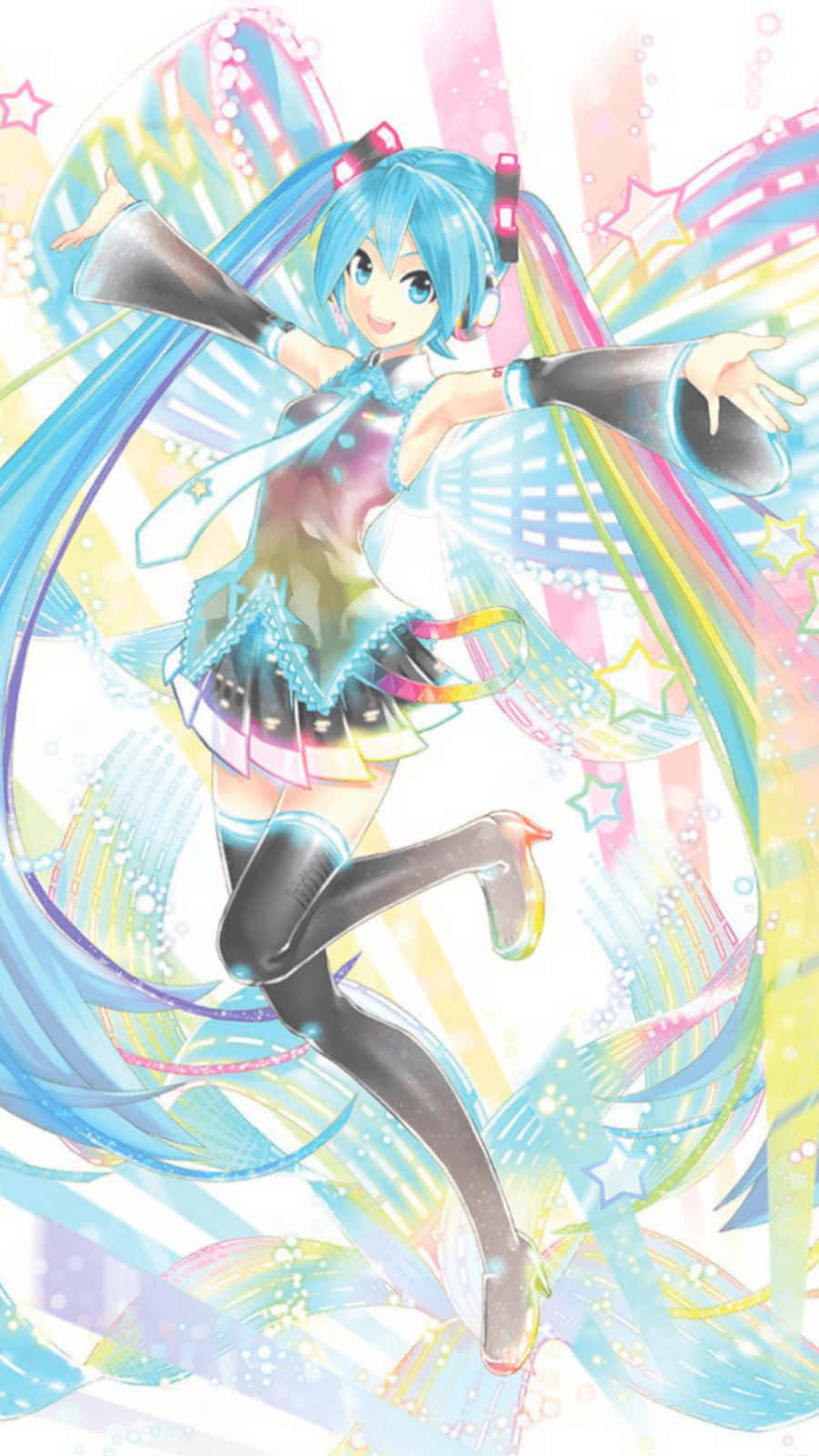 Magical And Colorful Hatsune Miku Phone Background