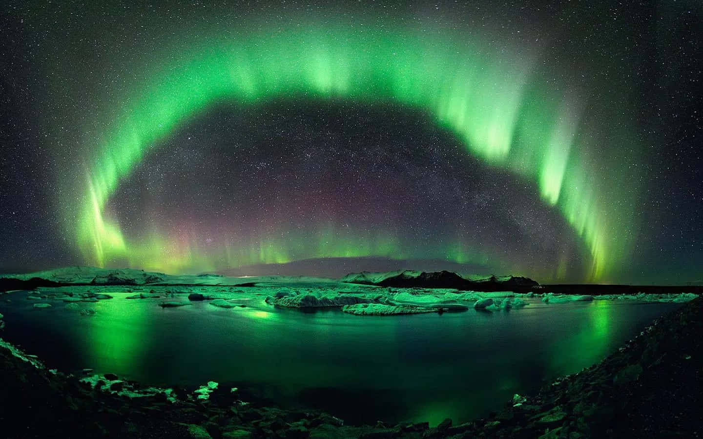 Magical Aurora Borealis In Night Sky