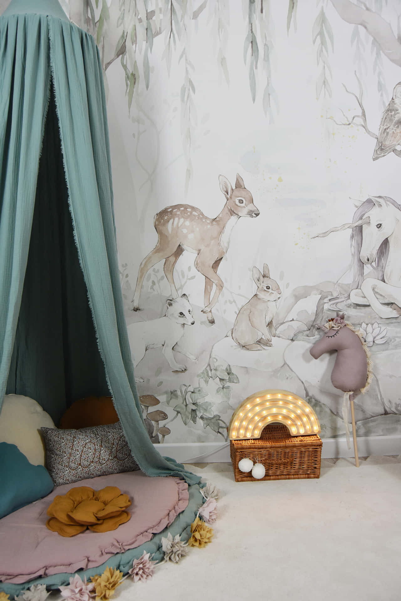 Magical Bed Setting Magical Unicorn Background