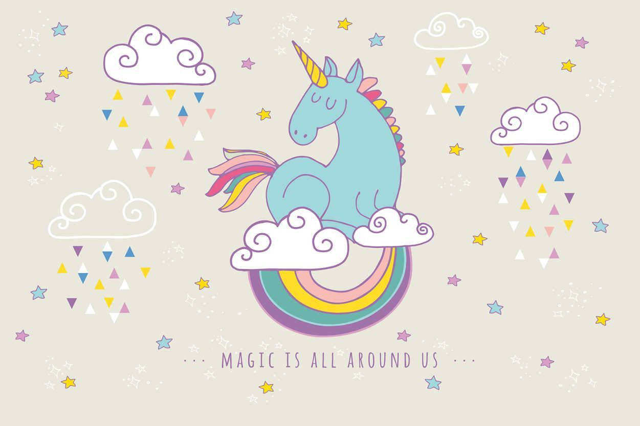 Magical Blue Rainbow Unicorn Background
