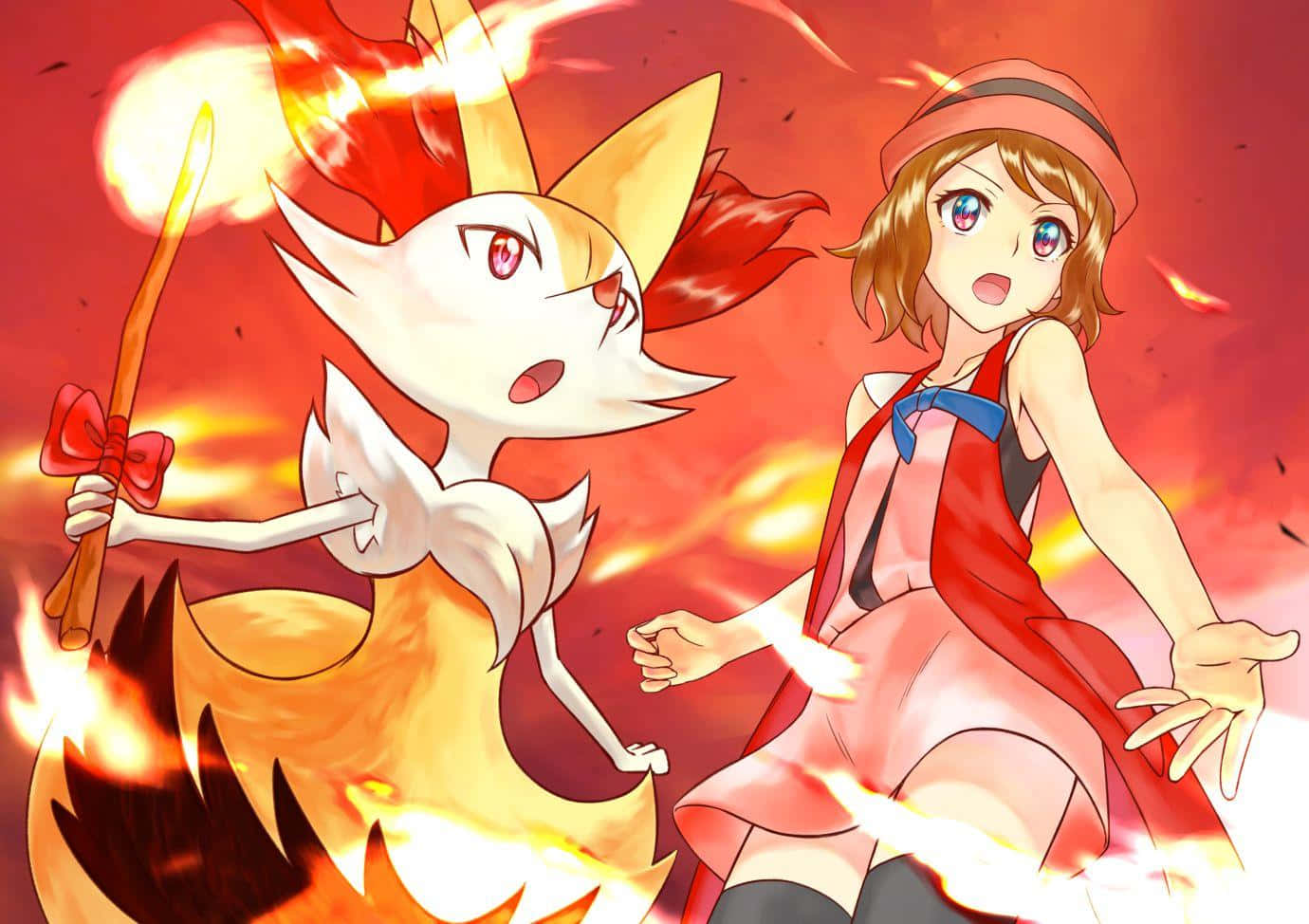 Magical Braixen Engaging In Fight Background