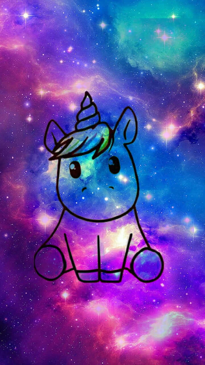 Magical Cute Unicorn With Sparkling Stars Background