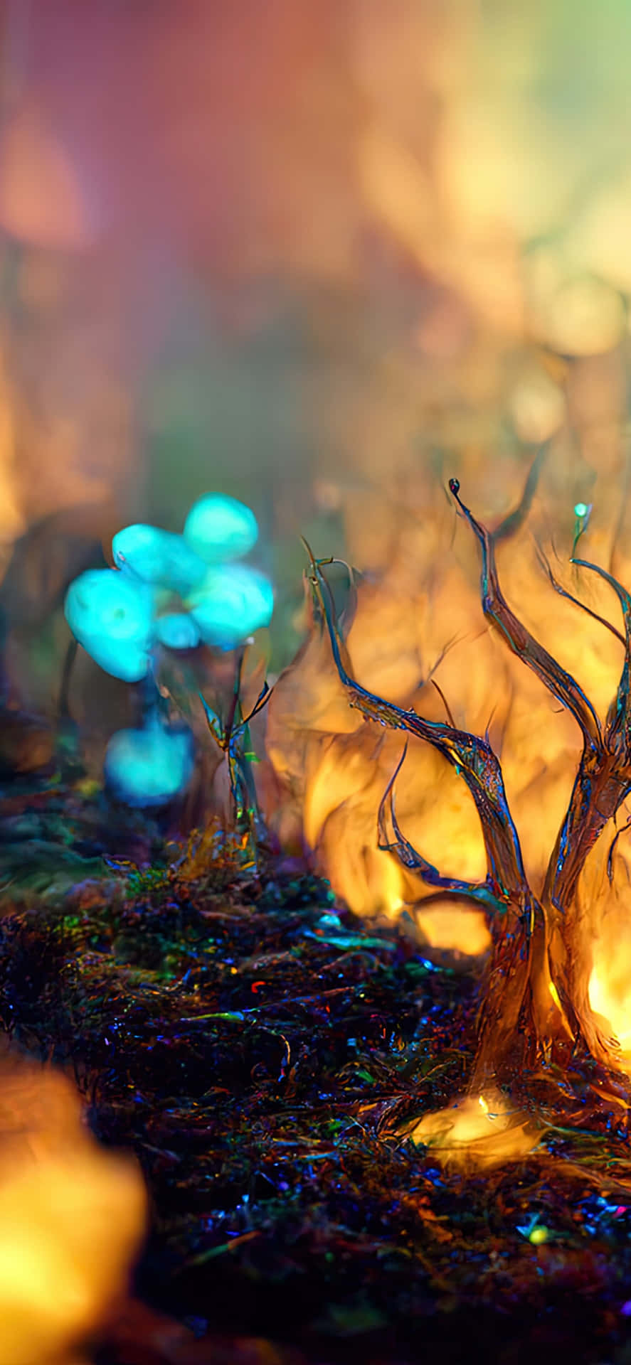 Magical Forest Flames Background