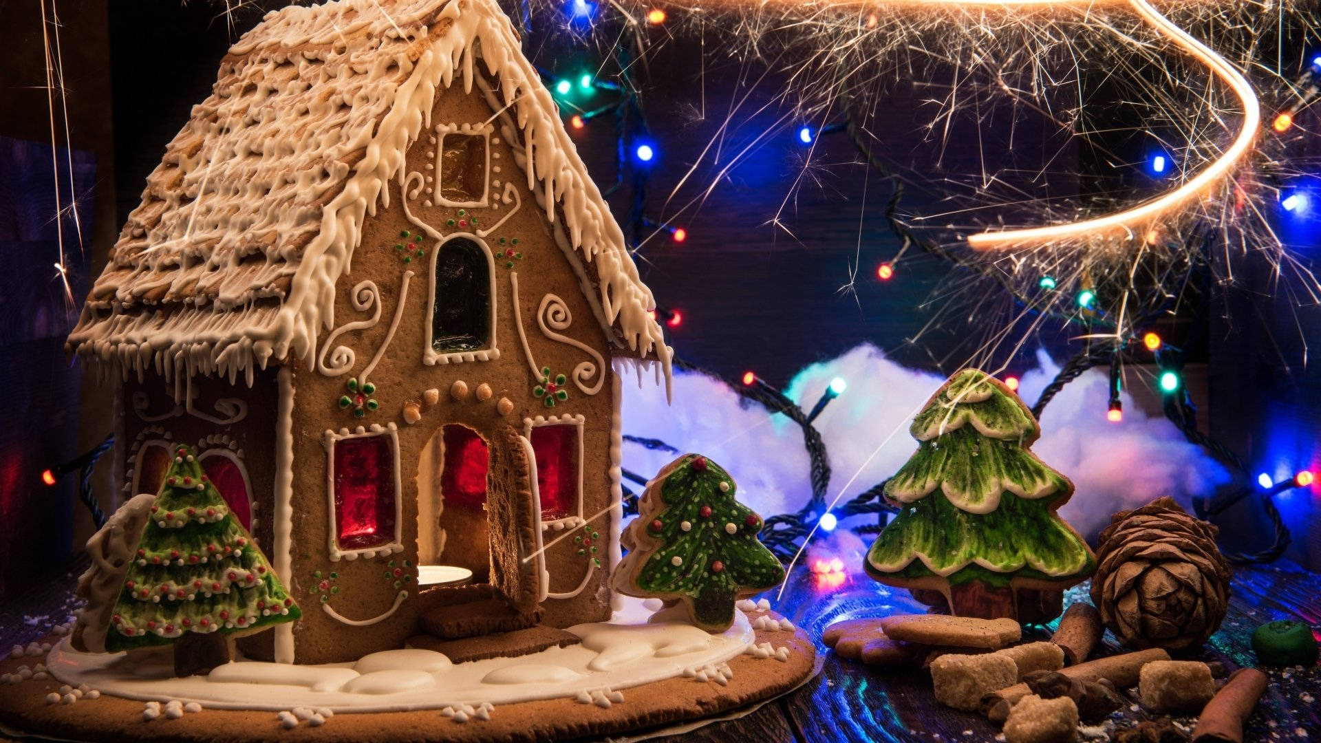 Magical Gingerbread House Design Background