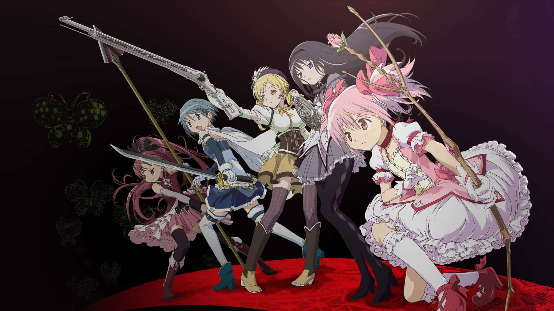 Magical Girls Madoka And Homura From Puella Magi Madoka Magica Background