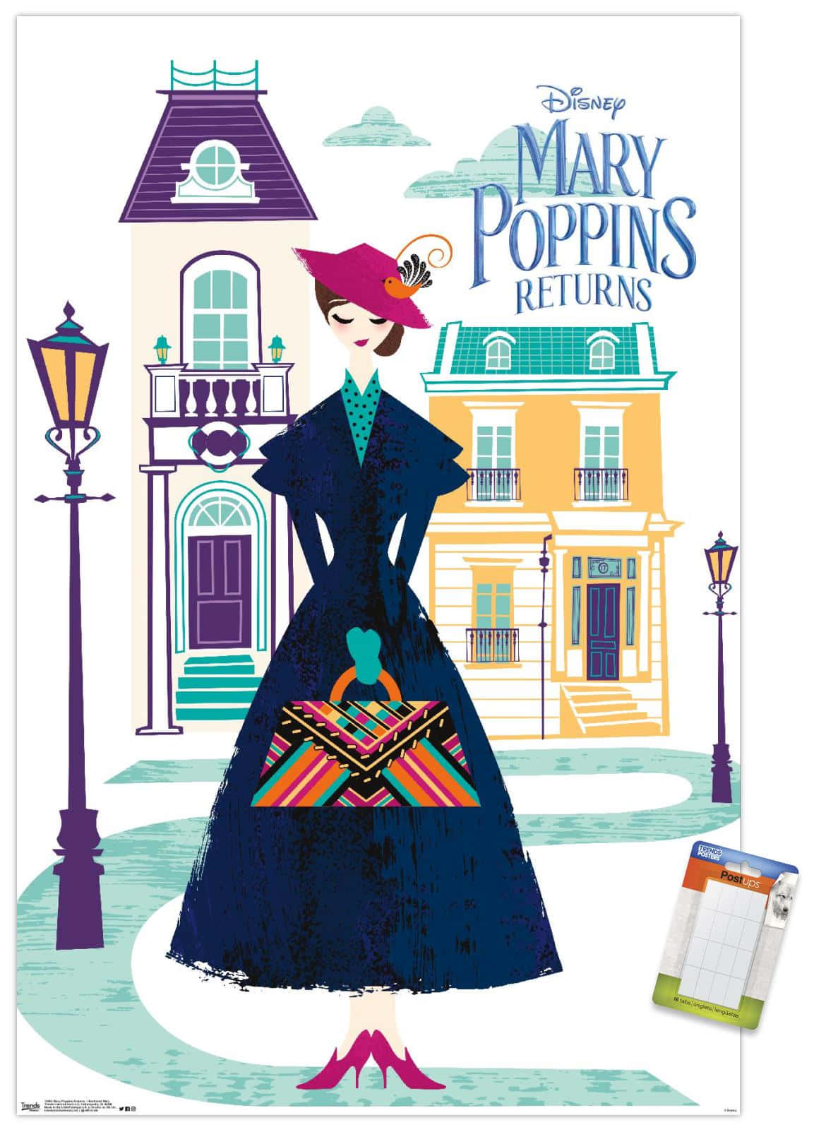 Magical Mary Poppins Ascending With Her Umbrella And Bag Background