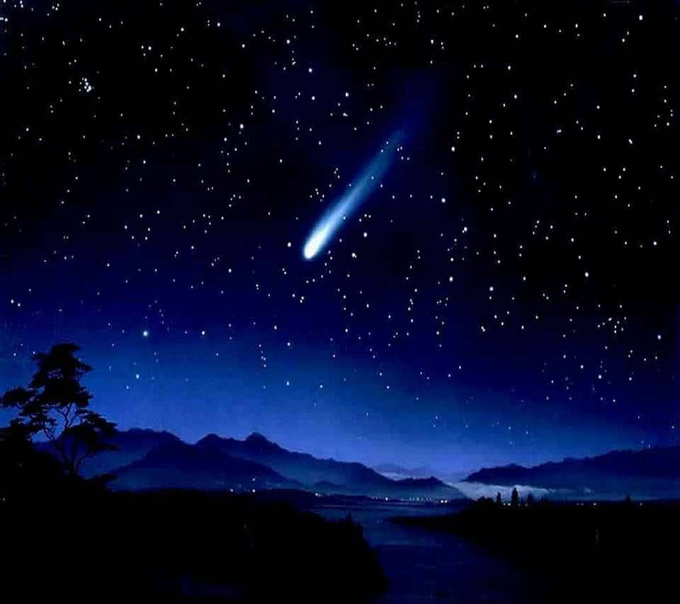Magical Night Sky With Stars And Big Shooting Star