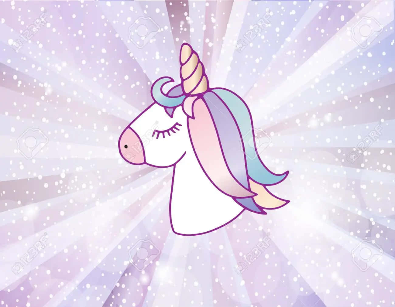 Magical Pastel Unicorn In A Mysterious Land Background