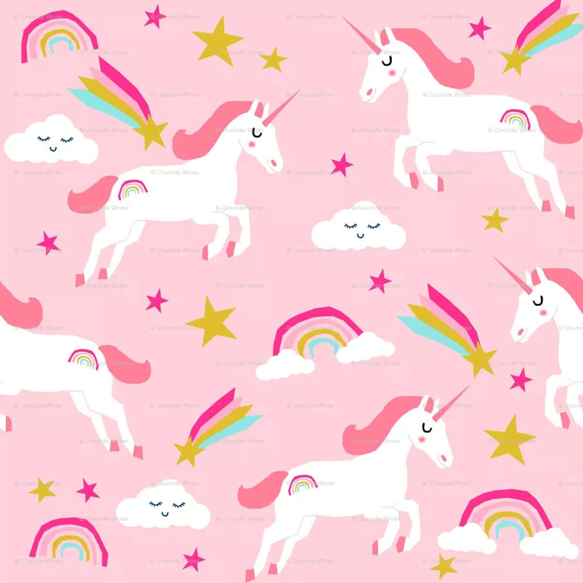 Magical Pastel Unicorn Near Tench Pond Background