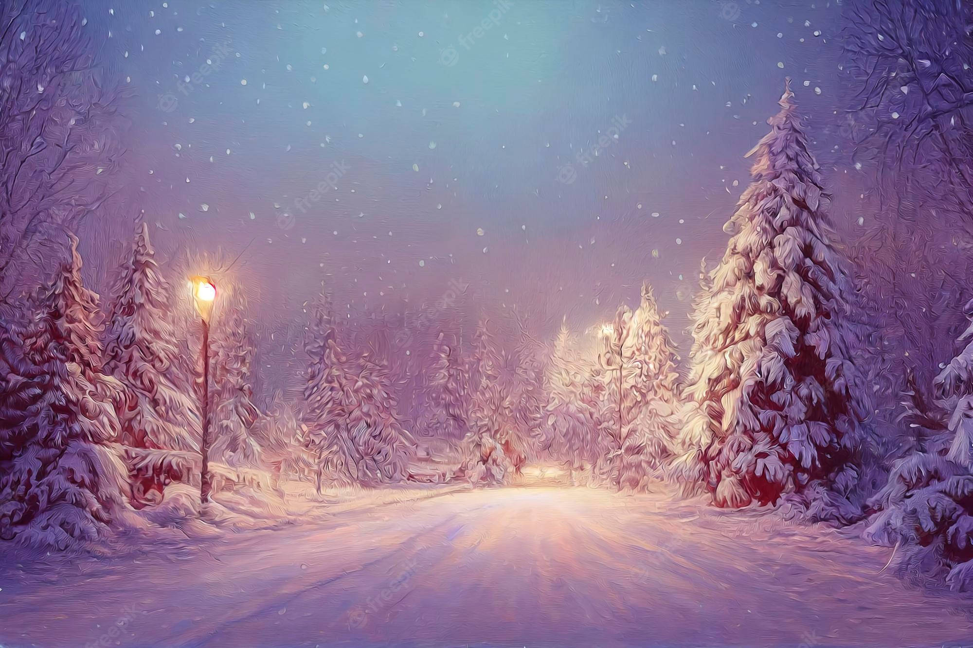 Magical Snow Winter Scenery Background