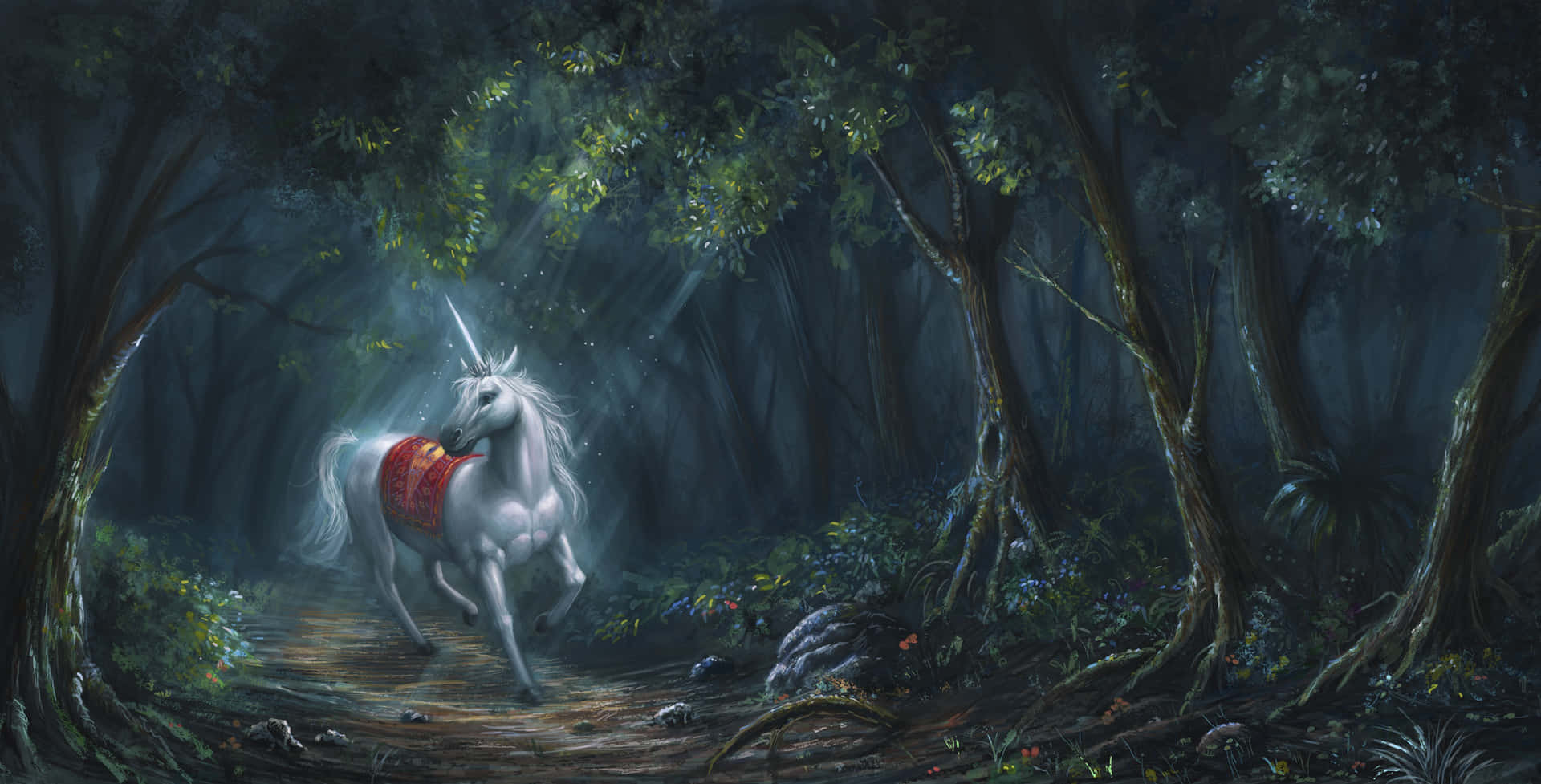 Magical Unicorn Forest Background